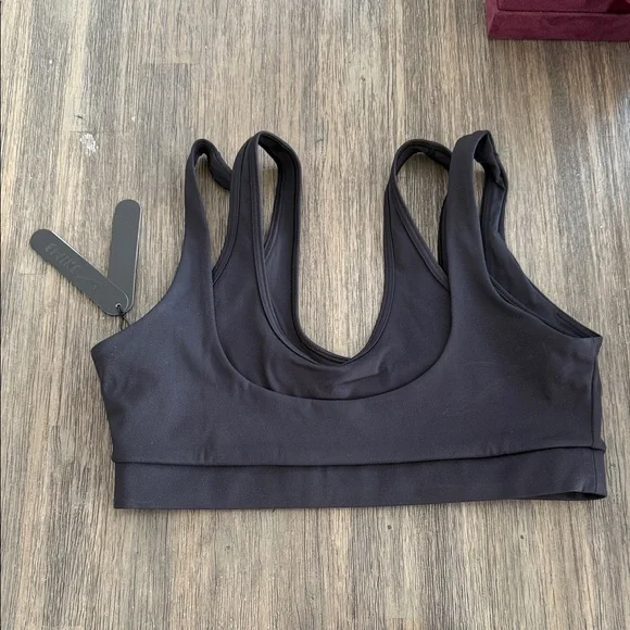 NikeSkims Skims x Nike Double Strap Scoop Bra Activewear Top Matte Obsidian, L - Picture 5 of 6